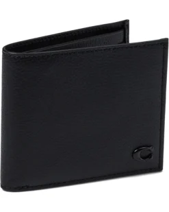COACH Refined Double Bill in Pebble Leather w/ Sculpted C Hardware Branding | Wallets