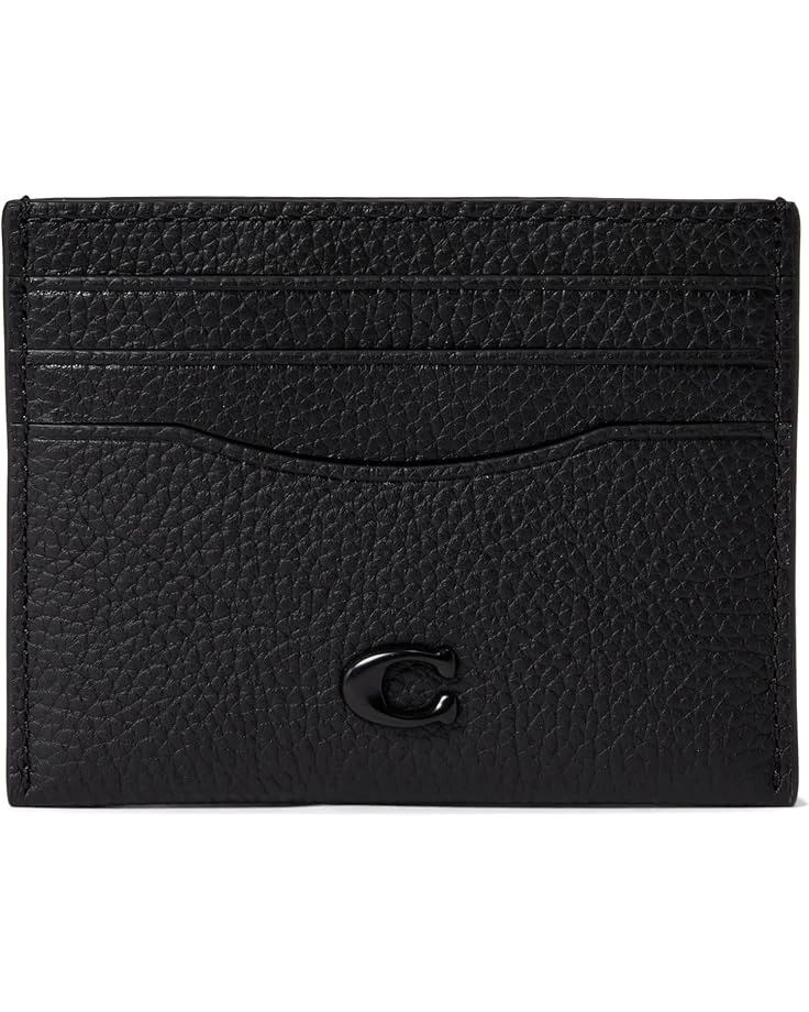 COACH Flat Card Case in Pebble Leather w/ Sculpted C Hardware Branding | Wallets 3 COACH Flat Card Case in Pebble Leather w/ Sculpted C Hardware Branding | Wallets