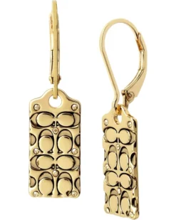 COACH Quilted C Tag Drop Earrings